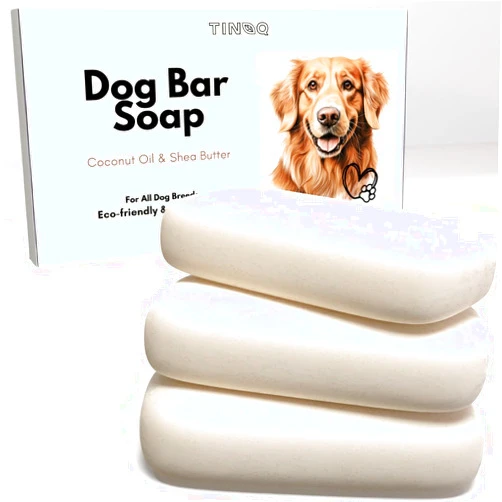 TINOQ Dog Bar Soap for Sensitive Skin - Organic Ingredients with Coconut Oil for Shedding - 3pcs