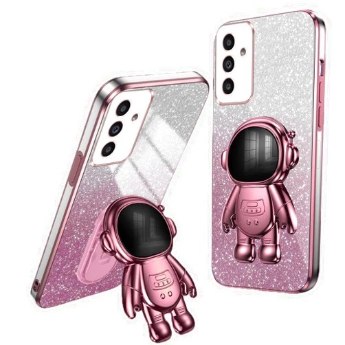 LOGANZ Cute Glitter for Samsung Galaxy A13-5G with Astronaut Stand, Sparkle Bling Silicone Slim Bumper Shockproof Protective Compatible for Samsung Galaxy A13-5G Case for Women Girls (B)