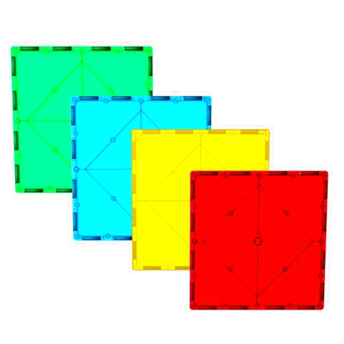 Apyr aoma Large Magnetic Tiles Set 4 Piece Square Shape Building Blocks for STEM Learning & Fun Kit for Kids, Educational Playset for Boys & Girls 3+, Construction Toy Magnetic Tiles Square Only, Expansion Set