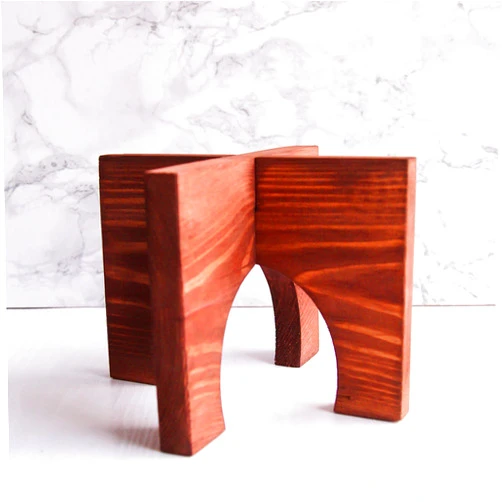 WoodenStuff Mid Century Wood Plant Stand Indoor - Adjustable for pots from 8 to 10 Inches - Flower pedestal modern plant stool tiered - Brown hairpin plant pot holder POT NOT INCLUDED