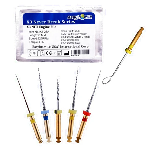 SNAWOP Dental Endodontic Niti Rotary Files X3 Twisted Never Breaking Files for Endo Root Canal Treatment (25MM Assort)