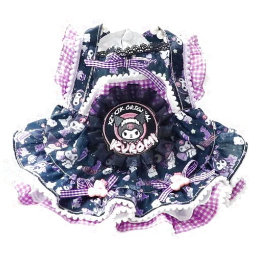AZA Dog Princess Dresses Kuromi for Small Dogs Lolita Clothes Goth Lace Costume Pet Girl Cute Coat Outfits Fall Costumes (S,Black)