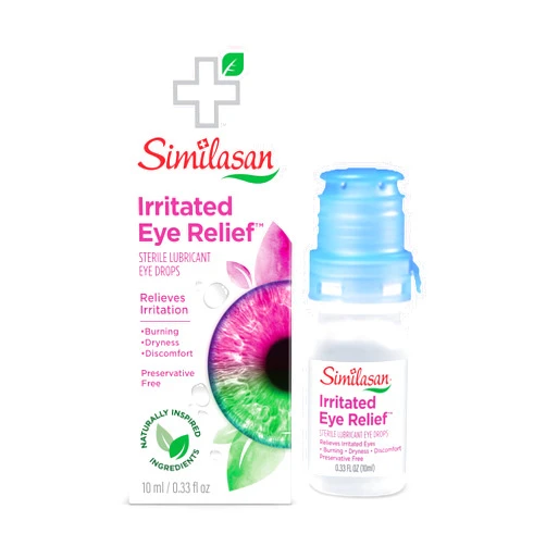 Similasan Irritated Eye Relief Drops, Instant Relief and Long-Lasting Comfort, Naturally Inspired Ingredients for Irritated Eyes, Mimics Natural Tears, Preservative-Free, Contact Lens Friendly, 10ml
