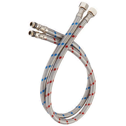 Homevacious 24-Inch Long Bathroom Kitchen Faucet Connector Braided Supply Hose 3/8-Inch Stainless Steel Female Compression Thread x M10 Male Connector, x 2 Pcs(1 Pair)