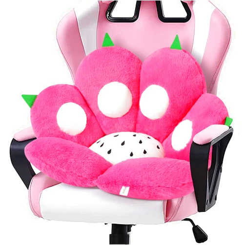 Ditucu Cat Paw Cushion Kawaii Dragon Fruit Chair Cushions 27.5 x 23.6 inch Cute Stuff Seat Pad Comfy Lazy Sofa Office Floor Pillow for Gaming Chairs Room Decor Red
