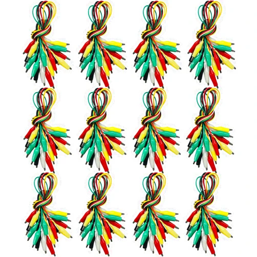 Swaytail 120PCS Premium Alligator Clips Electrical, 5 Colors Test Probes & Leads, Crocodile Jumper Wires with Dual Ended Insulators Cable for Electric Circuit Connection, Multimeter, Electronic Experiments
