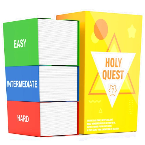 HOLY QUEST, A Fun Bible Trivia Game, Extra Value 400 Cards Pack with 6 Engaging Categories, Perfect for Bible Study, Youth Groups and Church Gatherings, Great Christian Game for Adults and Family