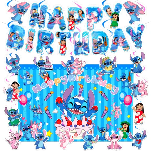 GANKTOWCOY Cartoon Birthday Party Supplies, Birthday Party Decorations Include Banner Hanging Swirl and Backdrop, Cartoon Party Banner Decor for Boys and Girls