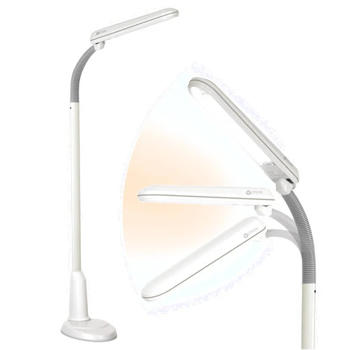 OttLite Standing Floor Lamp with Adjustable Neck, Craft Plus - 24w Compact Fluorescent Lamp for Bright Natural Daylight - Modern Home Decor, for Living Room, Sewing, Reading, Bedroom & Office