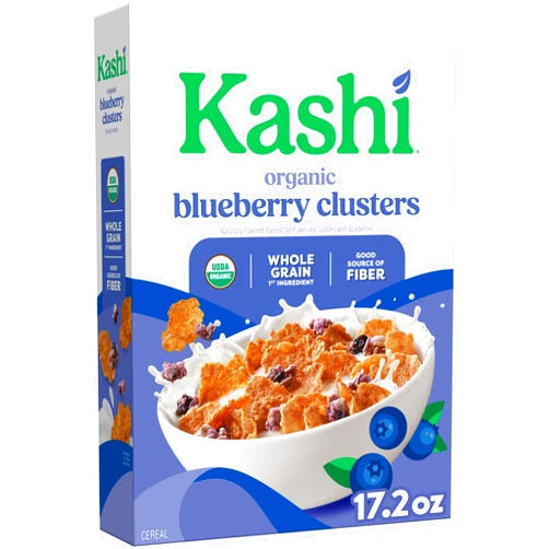 Kashi Breakfast Cereal, Organic, Whole Grain, Blueberry Clusters, 17.2oz Box (1 Box)