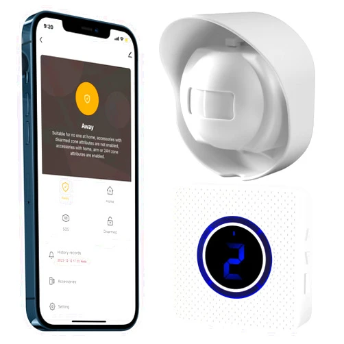 QonSaSiao WiFi Driveway Alarm, Wireless Motion Sensor Alarm System Smart App Alert, Digital Display Receiver Outdoor Weather Resistant Driveway Alert Motion Sensor & Detector