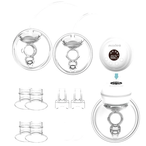 Mcadero M2 3 in 1 Electric Breast Pump with 4 Modes & 12 Levels，Wearable Breast Pump with LED Display，Ultra Quiet & Pain Free，2 Pack White