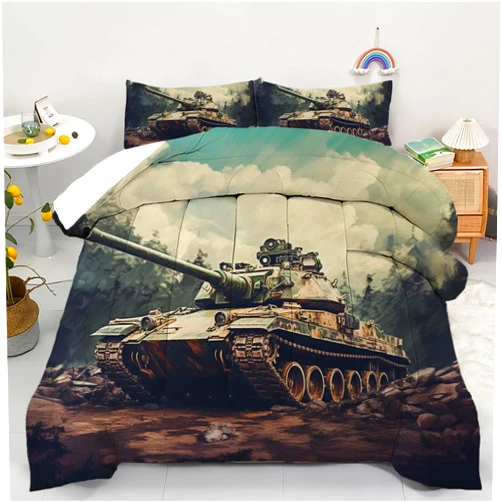 AyPoint Tank Comforter Set Queen, Camouflage Military Tank Bedding Set for Women Men, Tank Quilt Set, War Theme Comforter with 2 Pillowcases(Tank, Queen)