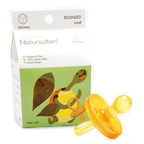 Natursutten Pacifiers 12-18 Months - 1-Pack Original Shield Round Nipple Natural Rubber Safe & Soft BPA-Free Pacifiers for Breastfeeding Babies - Newborn Pacifiers Made in Italy
