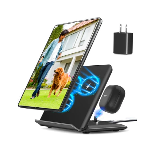 RGBTRON Wireless Charging for Samsung Galaxy Z-Fold Series, 2-in-1, 15W Fast Wireless for Galaxy Z Fold 6/5/4/3, S24/S23/S22,Note20 Ultra, Galaxy Buds2 Pro/2/Live, Black (PD Adapter Included)