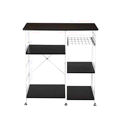 Gharpbik 3-Tier Kitchen Baker's Rack-Utility Microwave Oven Stand Storage Cart Workstation Shelf for Spice Rack Organizer Workstation (Dark Brown)