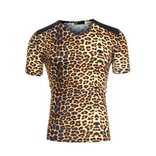 Lars Amadeus Men's Leopard Print T Shirts Summer Cheetah T-Shirt V Neck Printed Tee Top