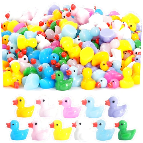 YsesoAi 220Pcs Mini Ducks, 11Colors Tiny Resin Duck Figurines Bulk for Miniature Dollhouse Decor Accessories Garden Aquarium Potted Ornament, Home Decorations Birthday Party Favors Gift