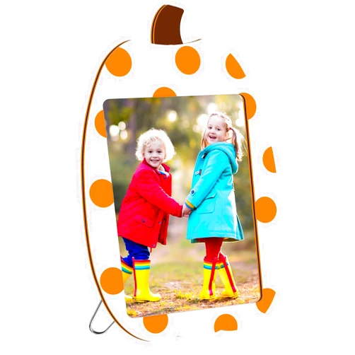 Viprest Fall Picture Frame Wooden 4 x 6 Picture Frame with Stand Pumpkin Shaped Photo Frame Wooden Modern Photo Frame Decorative Frame for Halloween Fall Thanksgiving Home Office Decor Gifts