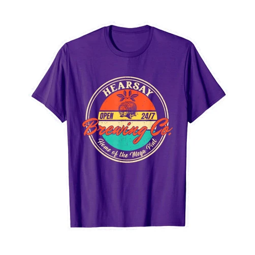 Mens Womens Tee Gifts Vintage Mega Pint Brewing Co Happy Hour Anytime Hearsay T-Shirt