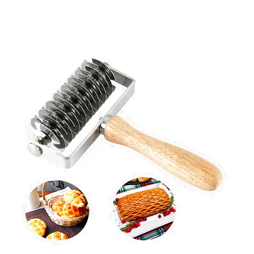 Akaigu Stainless Steel Roller Dough Lattice Pizza Roller Cutter Kitchen Cooking Baking Tools