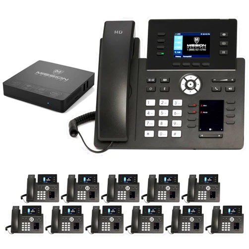 MM MISSION MACHINES Mission Machines S-100 Business Phone System: Premium Pack - Auto Attendant/Voicemail, Cell & Remote Phone Extensions, Call Recording & Mission Machines Phone Service for 2 Months (12 Phone Bundle)