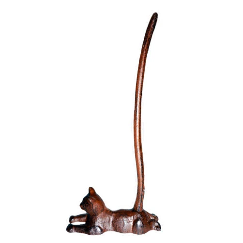 Unido Laying Cat Cast Iron Animal Paper Towel Holder Bath Tissue Toilet Roll Jewelry Organizer Free Standing Bronze Rustic Decor