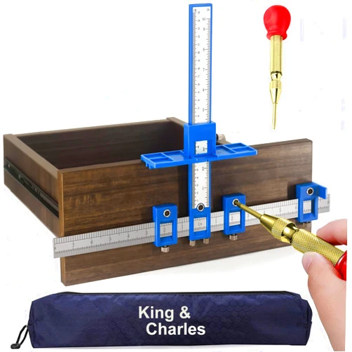 King&Charles Cabinet Hardware Jig, Cabinet Handle Jig with Automatic Center Punch, Cabinet Jig for Handles and Pulls on Drawers/Cabinets, Cabinet Hardware Template Tool Perfect Set.
