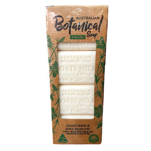 Australian Botanical Soap Bars , Goats Milk , Soya Bean Oil , 8 Bars, Net Wt. 3.4 lb,White,6.8 Ounce