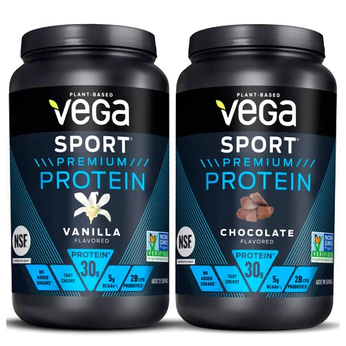 Vega Sport Premium Protein Powder Bundle, Chocolate + Vanilla, Plant Based Protein Powder Post Workout - Certified Vegan, Vegetarian, Keto-Friendly, Gluten Free, Dairy Free, BCAA Amino Acids