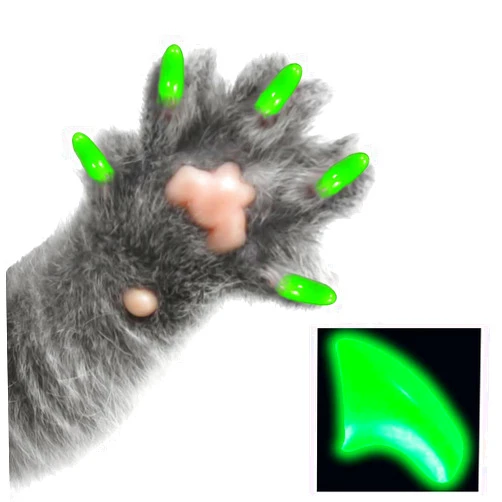 Pretty Claws 60 Piece Soft Nail Caps with Adhesive for Cat Claws - Alien Glow Medium