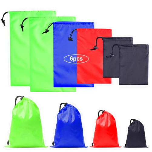 iMucci 6Pcs Drawstring Bag Waterproof sack Nylon Bag ditty bag for Gym Traveling, Hiking, Yoga, Shopping…
