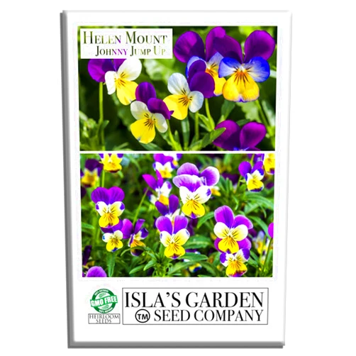 Isla's garden seeds Helen Mount Johnny Jump Up Seeds (Viola cornuta & Tricolor) – 500+ Non-GMO & Heirloom Seeds by Isla’s Garden Seeds, Edible Flowers, Pollinator-Friendly, Great for Beds, Pots, Pathways