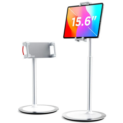 SAIJI Tablet Stand Holder, Extra-Height Adjustable Kindle Stand, 360 Degree Rotating iPad Holder, Aluminum Alloy Cradle Mount Dock for 4.7