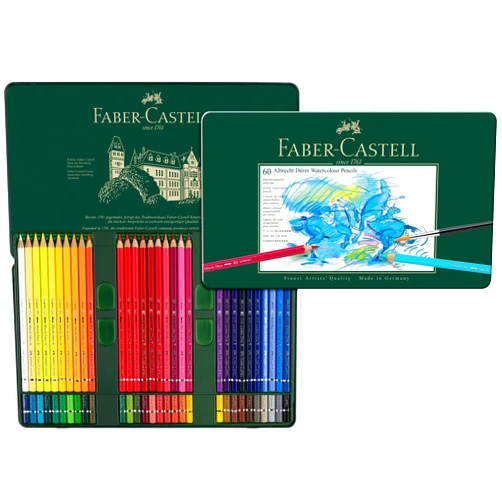 Faber-Castell Art & Graphic Albrecht Dürer Watercolour Pencil, Multicoloured, Tin of 60, for Art, Craft, Drawing, Sketching, Home, School, University, Colouring