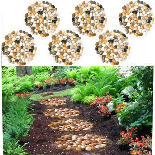 EYZH Garden Stepping Stones Outdoor Round River Stone Decorative Nature River Rocks for Landscaping Outside Walkway Patio Yard Garden Pathway (6pcs Pack)