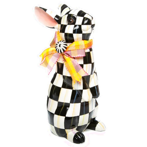 MACKENZIE-CHILDS Bunny Figurine, Rabbit Figurine Decoration for Spring, Standing, Courtly Check