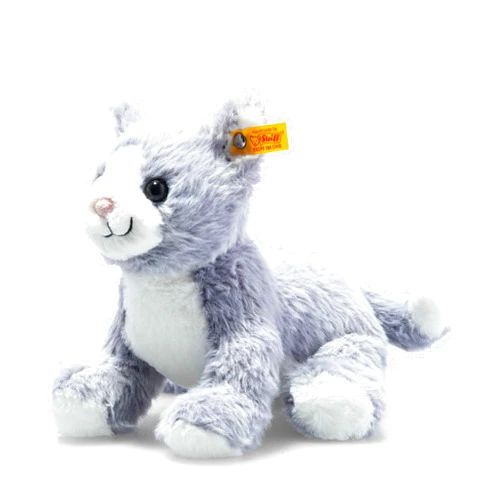 Steiff Cassie Cat, Premium Cat Stuffed Animal, Cat Toys, Stuffed Cat, Cat Plush, Cute Plushies, Plushy Toy for Girls Boys and Kids, Soft Cuddly Friends (Ice Blue, 10