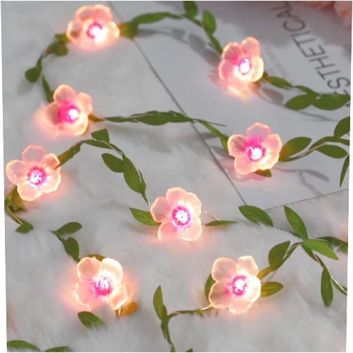 Nakolulu Cherry Blossom Vine Lights 13ft 40 LED Flower String Lights USB Plugin & Battery Operated Fairy Lights with Timer 8 Modes Remote Decorative Light for Bedroom Wedding Party (Cherry Bloosm 4 Pack)