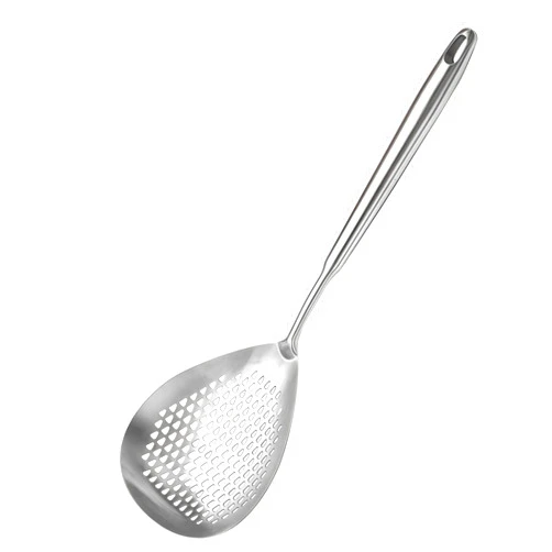 IMEEA Skimmer Ladle SUS304 Stainless Steel Slotted Spoon for Deep Frying,16 Inch Strainer Spoon Deep Fryer Scoop