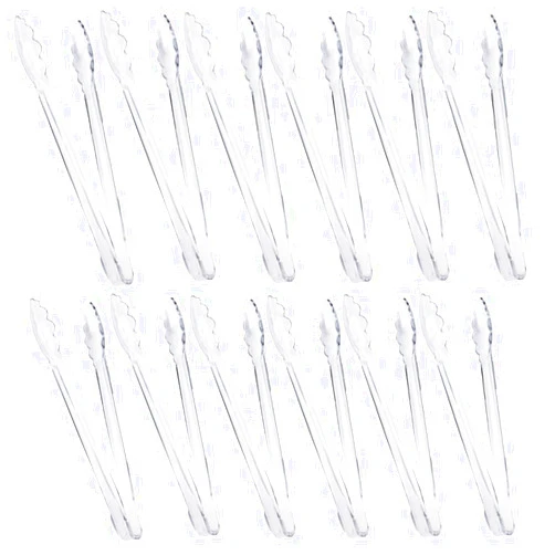 Soro Essentials- 12” Polycarbonate Utility Tongs Clear Color Set of 12- Scallop Grip Serving Tongs Kitchen Tongs Buffet Tongs for Serving Food Parties Holiday Buffet Catering Home Kitchen Restaurant