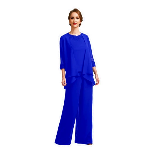 Qhdeikd Mother of The Groom Pantsuits for Wedding Formal Pantsuits for Women Evening Party Lace Appliques Pant Suits