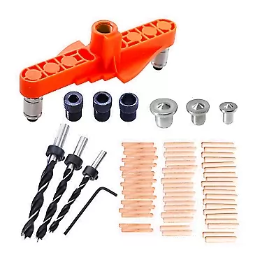 Baoblaze Straight Hole Doweling Jig Puncher for Woodworking Drill and Marking, Red 60Pcs Wane Tip, Locator Drill locator drill Red 60pcs Wane Tip
