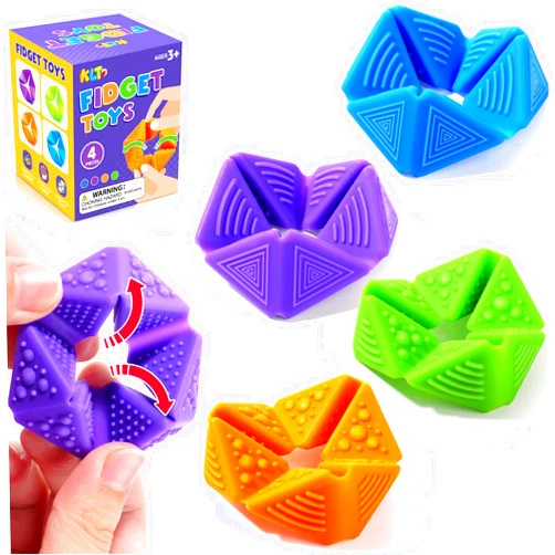 KLT Fidget Sensory Toys for Kids: Quiet Silicone Sensory Flip Cube with Textures - Calming Toys for Autism Kids Stress Reduce - ADHD Fidget Toys for Classroom Focus