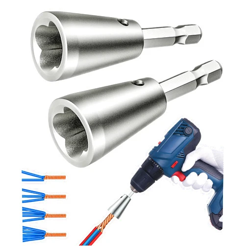 Superjackwang Wire Twister Tool for Drill, Wire Nut Twister Electrician Tool, Electric Wire Twisting Tool for Drill, 6mm Hex Shank Cable Quick Twisting, Wire Stripping and Twisting Tool, 2 PCS