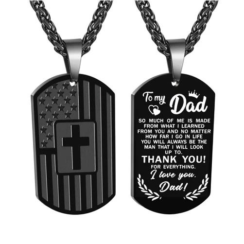 Zocomi To My Son Dad Brother Husband Grandson Grandpa Boyfriend Man Dog Tag Cross Necklace Christian Religious American Flag Pendant Chain Christmas Valentine’s Day Jewelry Gifts for Men Boys