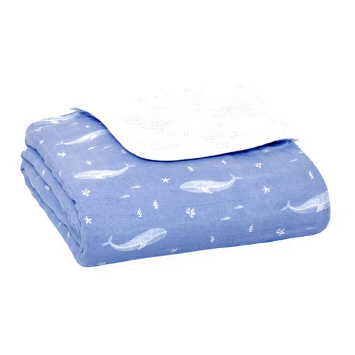 aden + anais 100% Organic Cotton Muslin Baby Blanket Crib Bedding for Newborn Baby and Toddler, Nursery Blanket for Boys and Girls, Baby Registry and Shower Gift - Oceanic