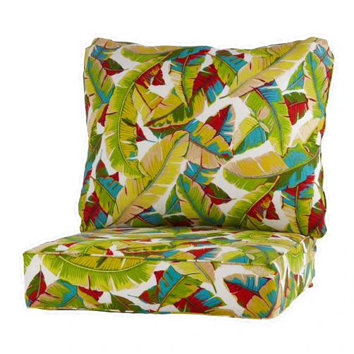 Greendale Home Fashions Outdoor Reversible 2-Piece Deep Seat Cushion Set, Tropical Multi