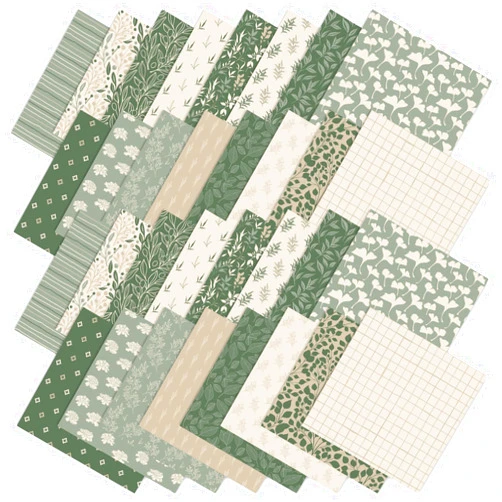 JarThenaAMCS 32Pcs Sage Green Floral Cotton Fabric Bundles 10 x 10 Inch Greenery Fabric Squares Eucalyptus Leaves Sewing Fabrics for DIY Craft Party Decor