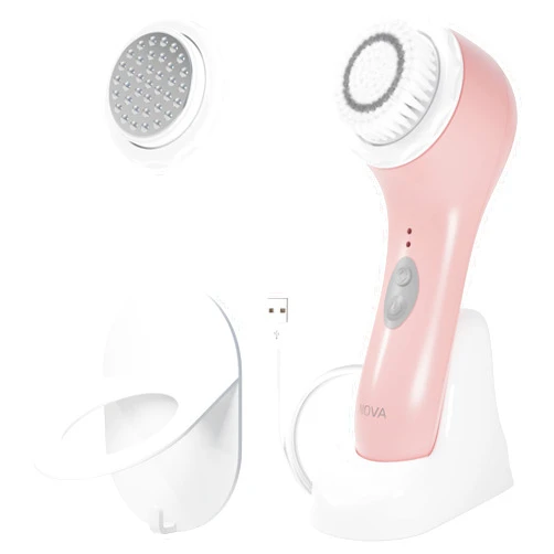 Spa Sciences - NOVA - Sonic Cleansing Brush with Bristles & Infusion System – Anti-Aging Facial Exfoliating, Waterproof, and USB Rechargeable